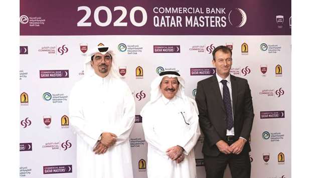 From left: Commercial Bank EGM, Chief Marketing Officer Hussein al-Abdulla; President of Qatar Golf Association Hassan Nasser al-Naimi and Education City Golf Club General Manager Michael Braidwood at yesterdayu2019s signing ceremony.