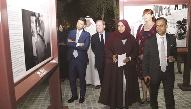 Sultana Afdhal with Khalifa al-Obaidly and ambassadors from various missions in Doha at opening of u2018Artistic Dimensions to a Healthier Worldu2019 exhibition at the Doha Fire Station. PICTURE: Jayaram