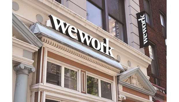 A WeWork office is seen in New York City. Japan-based SoftBank will take control of WeWork in a bailout plan that will see the office-sharing startupu2019s co-founder Adam Neumann exit the board, a person close to the matter said yesterday.