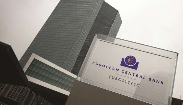The European Central Bank headquarters in Frankfurt. The ECBu2019s new benchmark short-term interest rate, known as ESTR, which reflects overnight borrowing costs of banks in the monetary bloc, fixed at -0.549% for October 1, the central bank said on its website.