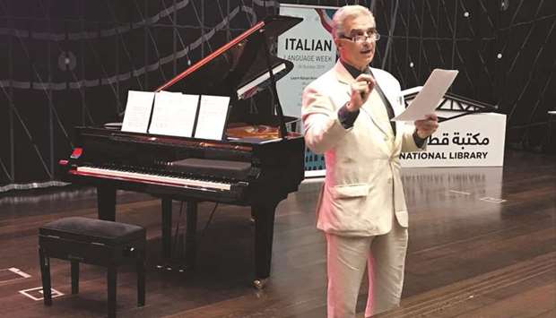 Maestro Adriano Bassi at the 19th edition of the Week of the Italian Language in the World launch at the Qatar National Library on Monday.