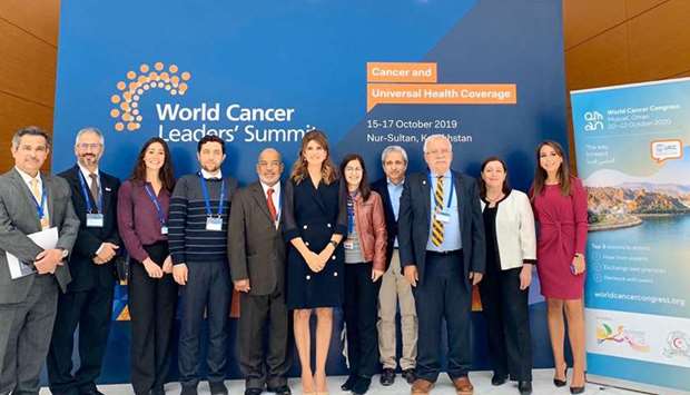 Qatar Cancer Society was represented by chairman Sheikh Dr Khalid bin Jabor al-Thani (fourth from right) at the World Cancer Leadersu2019 Summit.
