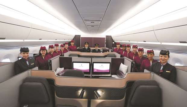 Two female pilots and an all-female cabin crew of 13 staffed the service on board an Airbus A350-900.