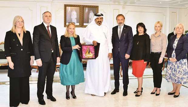 Al-Kuwari with the Serbian (left) and Kenyan delegations in Doha yesterday.