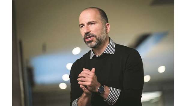 Dara Khosrowshahi, chief executive officer of Uber Technologies, speaks during an interview in San Francisco. Khosrowshahi, who this month unveiled a final round of job cuts, said the core rides business would achieve profitability even as newer lines such as Eats gained traction.