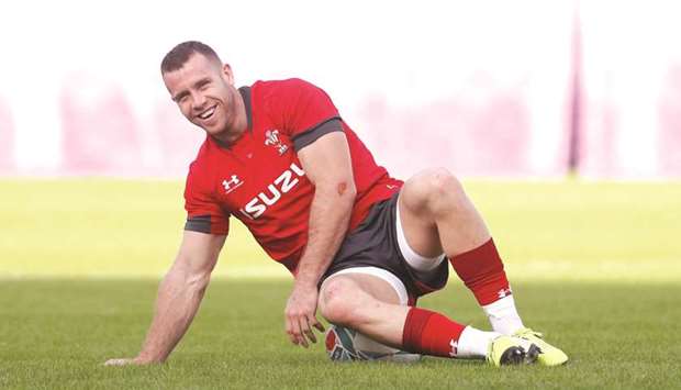 Walesu2019 Gareth Davies takes part in a training session at Prince Chichibu Memorial Rugby Ground in Minato, Tokyo, Japan, on Wednesday. (Reuters)