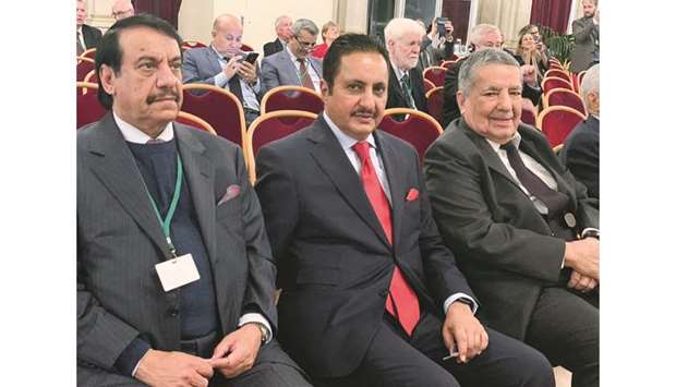 Qatar Chamber chairman Sheikh Khalifa bin Jassim al-Thani and other dignitaries during the u201811th Arab-Austrian Economic Forumu2019 in Vienna, Austria.