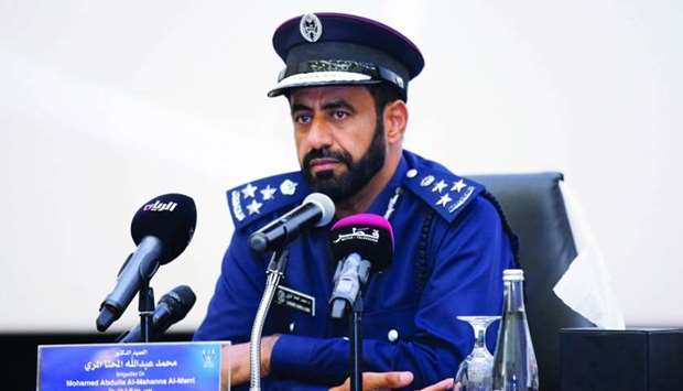 Brigadier Dr Mohamed Abdullah al-Muhanna al-Marri, director general of Police College addressing the press conference