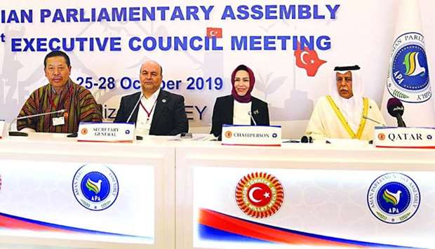 HE the Speaker of the Shura Council Ahmed bin Abdullah bin Zaid al-Mahmoud attending the first meeting of the Executive Council of the Asian Parliamentary Assembly in Rize, Turkey.