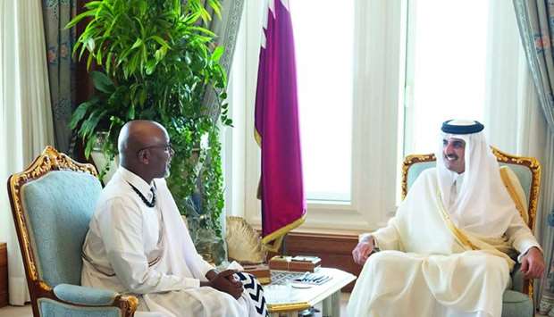 His Highness the Amir Sheikh Tamim bin Hamad Al-Thani receives Rwanda ambassador to Qatar Francois Nkulikiyimfura