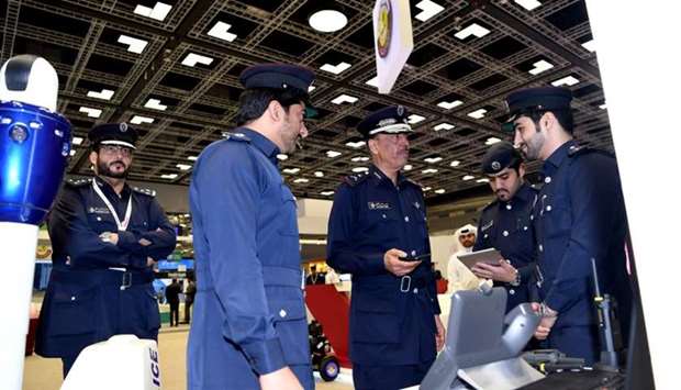 HE the Director of Public Security Staff Major General Saad bin Jassim al-Khulaifi visiting the MoI pavilion at Qitcom 2019.