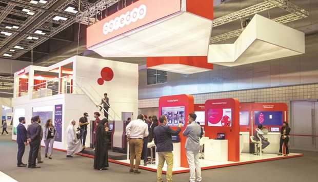 Visitors at the Ooredoo stand at Qitcom 2019.