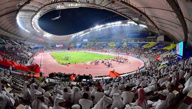 Spectators in the stands at the 2019 IAAF Athletics World Championships at the Khalifa International stadium in Doha