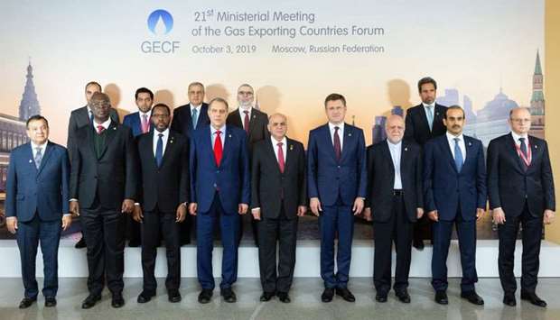 HE Saad bin Sherida al-Kaabi with the other members of GECF at the 21st ministerial meet in Moscow