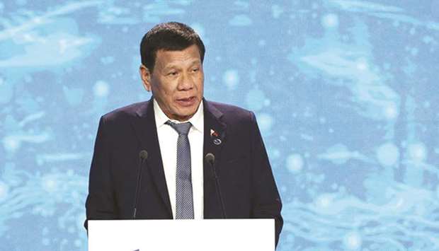 President Rodrigo Duterte delivers his speech during the plenary session of the 16th Annual Meeting of the Valdai Discussion Club in Sochi, Russia.