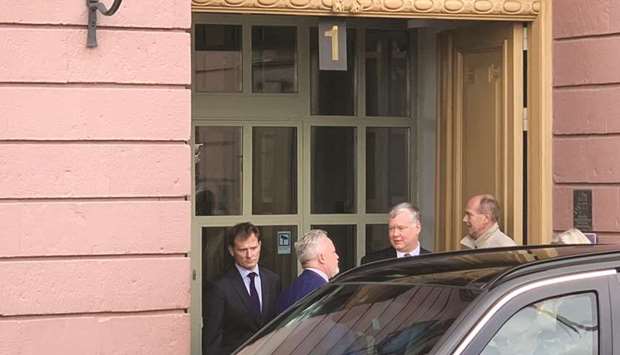 US special envoy for N Korea Stephen Biegun leaves a meeting at the Swedish Foreign Ministry in Stockholm.