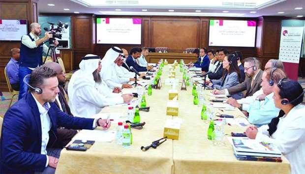 Al-Kuwari and ambassador Garcia in a discussion at Qatar Chamber's Doha headquarters