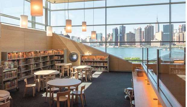 PANORAMA: The cityu2019s newest public library features panoramic views of the Manhattan skyline.