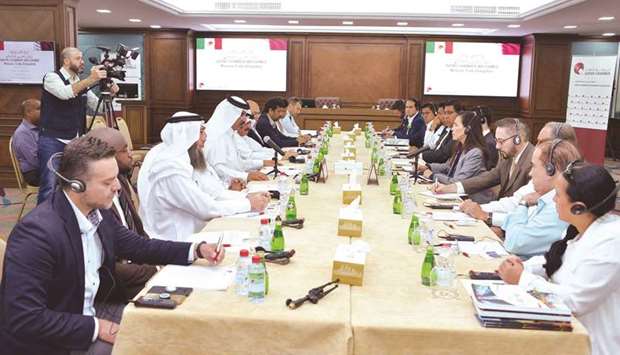 Al-Kuwari and ambassador Garcia in a discussion at Qatar Chamberu2019s Doha headquarters yesterday.
