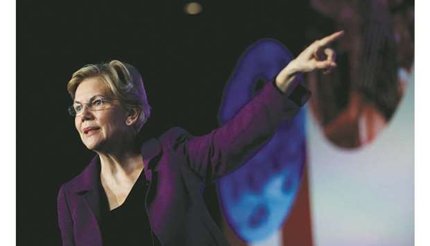 Democratic presidential hopeful Massachusetts Senator Elizabeth Warren attends the Unions for All summit in Los Angeles, California on October 4. The prospect of Warren becoming the 46th president of the US, has energy investors worrying about risks to hydraulic fracturing.