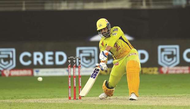 Chennai Super Kings captain MS Dhoni in action during their IPL match against Delhi Capitals in Dubai on September 25, 2020. (Sportzpics for BCCI)