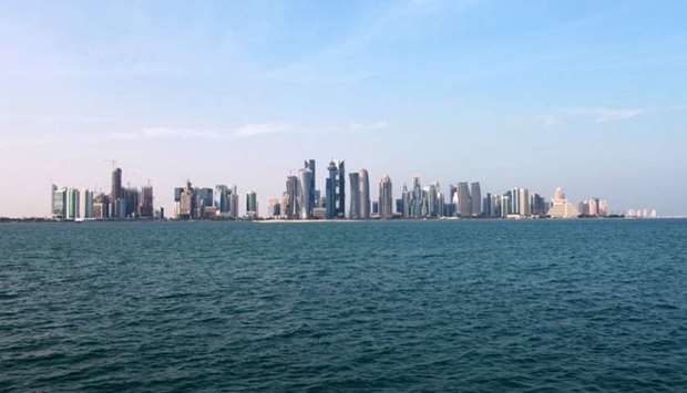 view of skyline from Doha corniche