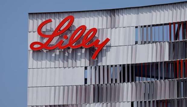 Eli Lilly logo is shown on one of the company's offices in San Diego, California, US