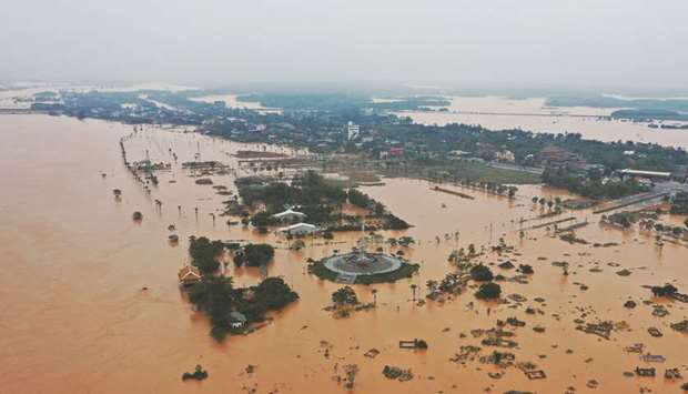 Flooded villages are seen in Quang Tri province, Vietnam, yesterday.