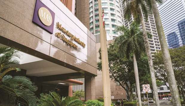 An external view of the Monetary Authority of Singapore headquarters. The MAS, which uses the exchange rate as its main tool rather than a benchmark interest rate, kept its policy settings unchanged yesterday, in line with economistsu2019 forecasts.