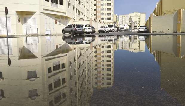A road in Doha after the rain yesterday. PICTURE: Noushad Thekkayil