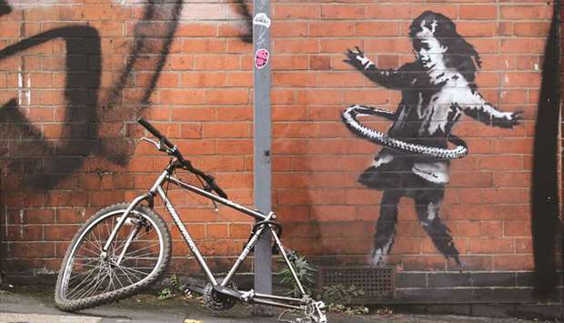 The new Banksy artwork in Rothesay Avenue, Nottingham.