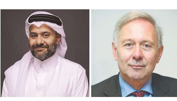 ousuf Mohamed al-Jaida, QFC Authority chief executive, right, and Arnaud de Bresson, chairman of WAIFC and chief executive and managing director, Paris Europlace.