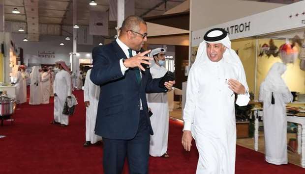 HE the Minister of State for Foreign Affairs Sultan bin Saad Al Muraikhi and British Minister of State for Middle East and North Africa James Cleverly during the visit