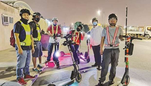 Members of the 'Electric Scooter Qatar' at a recent meet up. The group aims to raise public awareness on the importance of road safety and the mandatory and proper use of safety gears. PICTURE: Electric Scooter Qatar