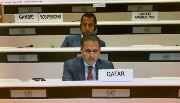 HE the Permanent Representative of Qatar to the United Nations in Geneva Ambassador Ali Khalfan Al Mansouri speaks at the United Nations Conference on Trade and Development (UNCTAD).