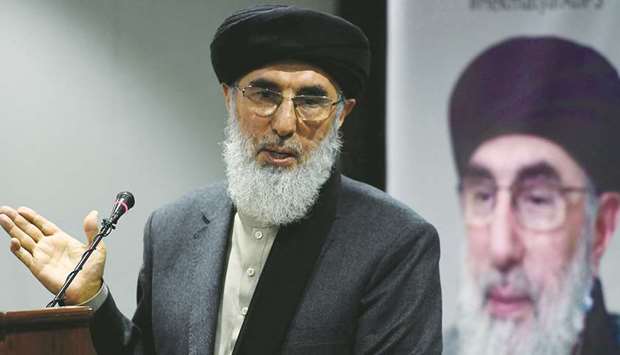 Gulbuddin Hekmatyar, leader of Hezb-e-Islami group in Afghanistan, speaks during an event at the Institute of Policy Studies in Islamabad. (AFP)