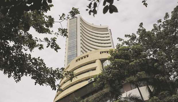The Bombay Stock Exchange building in Mumbai. The Sensex closed up 0.3% to 40,685.50 points yesterday, within 1.4% of erasing its year-to-date loss.