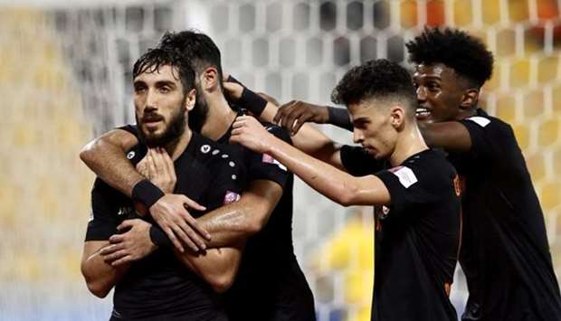 Ismail Mahmoud (left) netted the all-important goal as Umm Salal beat Qatar SC 1-0.