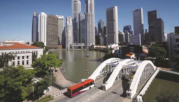 A view of the central business district in Singapore (file). While places such as China and Taiwan have restarted business events from automotive shows to tech conferences with hundreds of participants, the Singapore event will be the city-stateu2019s first step to reopening a key sector.