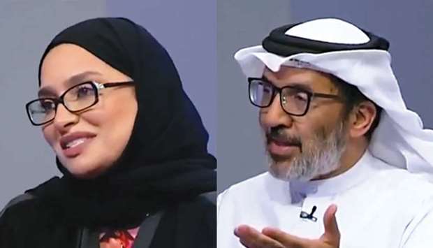 Dr Muna al-Maslamani and Dr Yousef al-Maslamani talking to Qatar TVrnrn