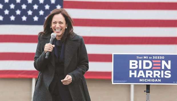 Democratic vice presidential nominee Kamala Harris speaks during a campaign event in Detroit, Michigan, yesterday.