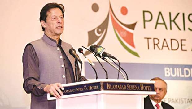 Prime Minister Imran Khan addressing the inaugural session of Pakistan-Afghanistan Trade and Investment Forum 2020 in Islamabad yesterday.