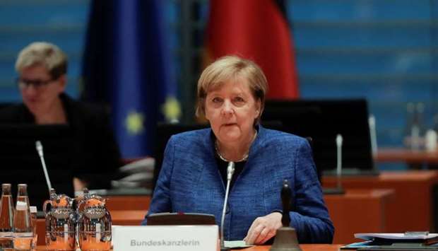German Chancellor Angela Merkel attends the weekly cabinet meeting of the government at the chancellery in Berlin, Germany on October 21