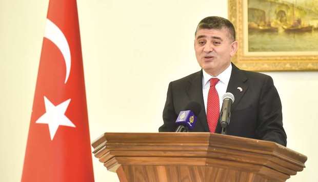 Turkish ambassador Mehmet Mustafa Goksu speaks at the embassy. PICTURE: Noushad Thekkayil
