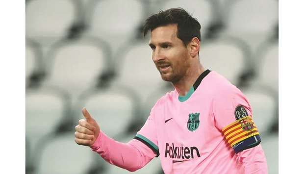 Lionel Messi gestures during the Champions League match against Juventus. (AFP)