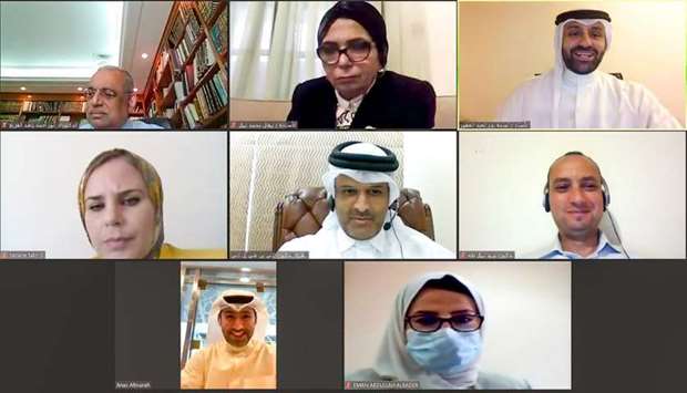 Qicca board member for International Relations Sheikh Dr Thani bin Ali al- Thani and other speakers during the webinar.