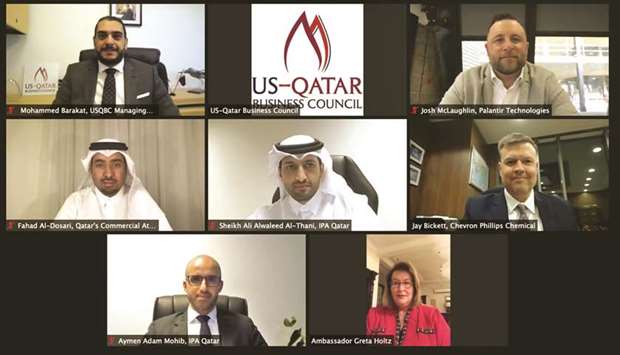 Officials from US-Qatar Business Council and IPA Qatar join other guest speakers during avirtual eve