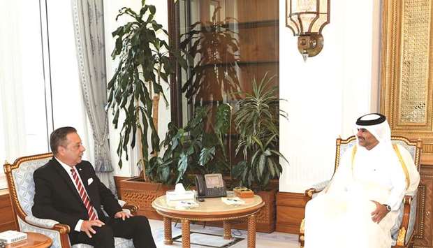 PM and Minister of Interior Sheikh Khalid bin Khalifa bin Abdulaziz al-Thani with outgoing ambassado