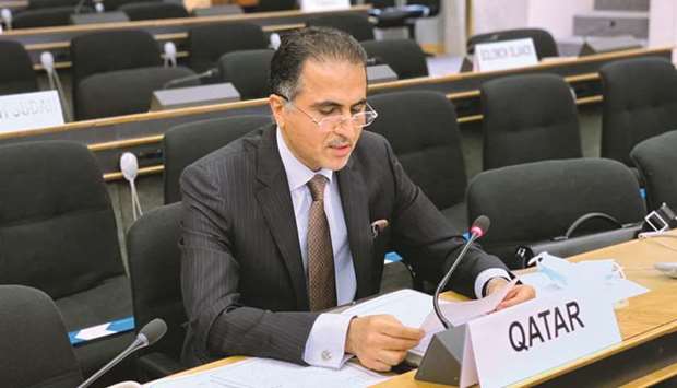 HE Qatar's Permanent Representative to the UN Office in Geneva Ambassador Ali bin Khalfan al-Mansouri.