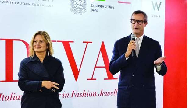 Prof Alba Cappellieri and Italian ambassador Alessandro Prunas at the opening of u2018Diva! Italian Glamour in Fashion Jewelleryu2019. PICTURES: Joey Aguilar